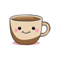 Cute coffee cup with adorable design on white background for cozy and aesthetic beverage branding
