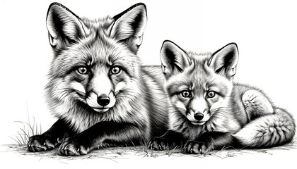 Foxes Intimate Drawing