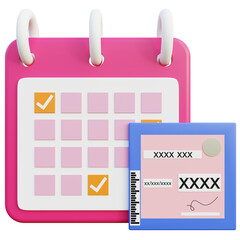 Annual car tax payment calendar 3D illustration