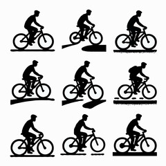 Cyclist Silhouette: Active Lifestyle and Outdoor Adventure on Urban Bike Paths for Health and Recreation