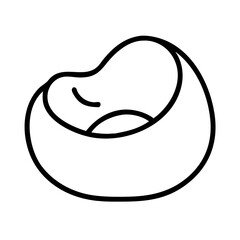 bean bag vector icon, simple black outline line icon of bean bag, furniture vector line art icon