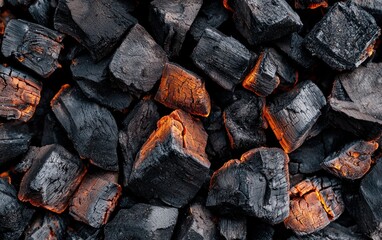Glowing Embers of Dark Gray and Orange Charcoal