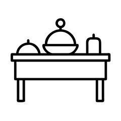 buffet table vector icon, simple black outline line icon of buffet table, furniture vector line art icon