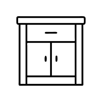 recommend clip art: cabinet vector icon, simple black outline line icon of cabinet, furniture vector line art icon