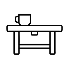 coffee table vector icon, simple black outline line icon of coffee table, furniture vector line art icon