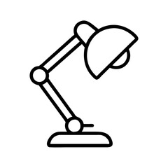 desk lamp vector icon, simple black outline line icon of desk lamp, furniture vector line art icon