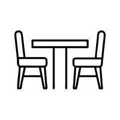 Obraz premium dining set vector icon, simple black outline line icon of dining set, furniture vector line art icon
