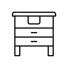dresser vector icon, simple black outline line icon of dresser, furniture vector line art icon