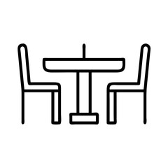 dining table vector icon, simple black outline line icon of dining table, furniture vector line art icon