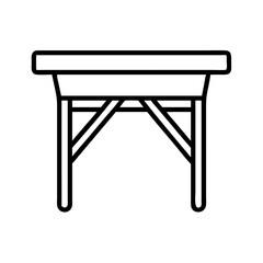 foldable table vector icon, simple black outline line icon of foldable table, furniture vector line art icon