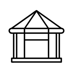 gazebo vector icon, simple black outline line icon of gazebo, furniture vector line art icon