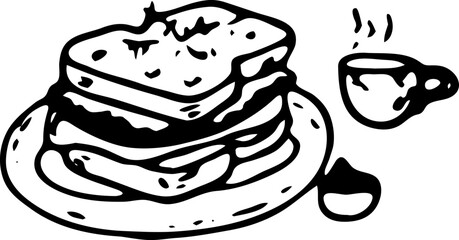 Hand drawn cake doodle icon. Hand drawn black sketch. Sign symbol. Decoration element. White background. Isolated. Flat design. Vector illustration