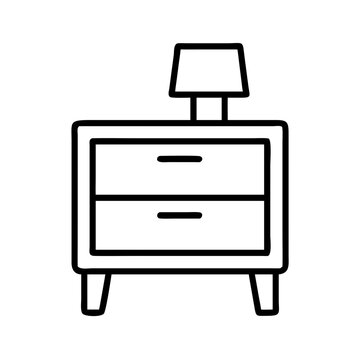 recommend clip art: nightstand vector icon, simple black outline line icon of nightstand, furniture vector line art icon