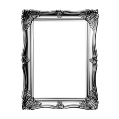 Silver stylish elegant antique frame. Isolated Clipart