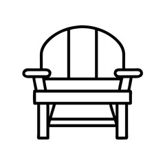 patio chair vector icon, simple black outline line icon of patio chair, furniture vector line art icon