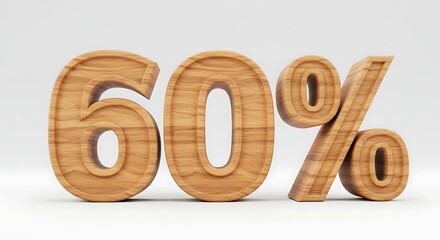 Sixty Percent Wooden Figures for Sales Promotions and Discounts