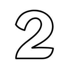 Number 2 icon in minimalist line art style
