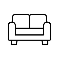 reclining sofa vector icon, simple black outline line icon of reclining sofa, furniture vector line art icon