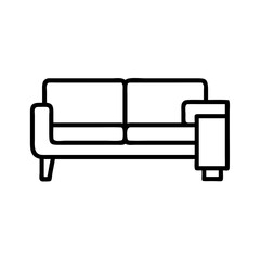 sectional sofa vector icon, simple black outline line icon of sectional sofa, furniture vector line art icon