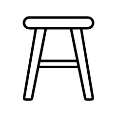 stool vector icon, simple black outline line icon of stool, furniture vector line art icon