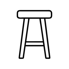 stool vector icon, simple black outline line icon of stool, furniture vector line art icon