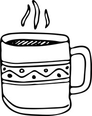 Hand drawn cup of coffee doodle icon. Hand drawn black sketch. Sign symbol. Decoration element. White background. Isolated. Flat design. Vector illustration
