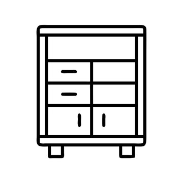 recommend clip art: storage cabinet vector icon, simple black outline line icon of storage cabinet, furniture vector line art icon