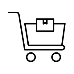 trolley cart vector icon, simple black outline line icon of trolley cart, furniture vector line art icon