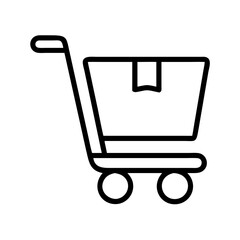 trolley cart vector icon, simple black outline line icon of trolley cart, furniture vector line art icon