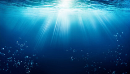 Fototapeta premium 水 プール 水中 青 透明 光 反射 波紋 タイル 深い 静寂 平穏 涼しい リフレッシュ 空間 建築 デザイン 幾何 学模様 奥行き