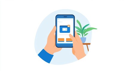 Mobile Payment Success, individual engaging with digital wallet app on smartphone, showcasing completed transaction on screen, modern financial technology