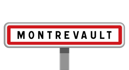 Panneau sur poteau central de Montrevault-sur-Èvre, Maine-et-Loire, Pays de la Loire