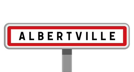 Panneau sur poteau central de Albertville, Savoie, Auvergne-Rhône-Alpes