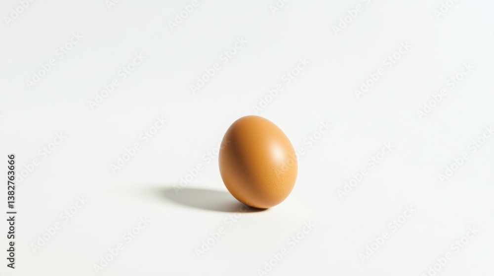 Aufkleber brown egg resting on a white surface with natural light illuminating its smooth shell in a minimalis