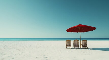 Scenic beach umbrella chairs view image