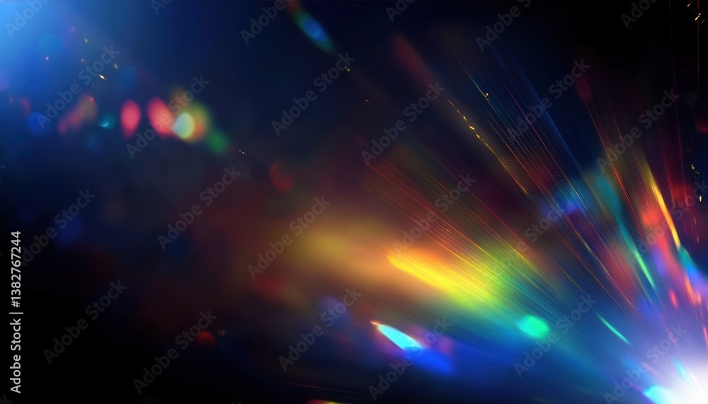 Poster vibrant neon light streaks with bokeh effect on dark background, futuristic abstract digital artwork for backgrounds and design