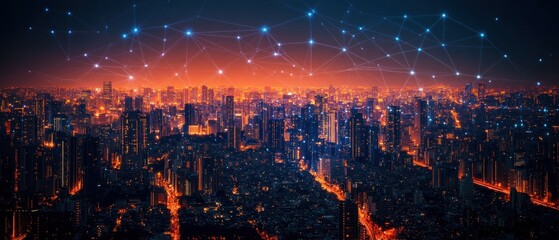 Obraz premium Night Cityscape: A Connected Metropolis