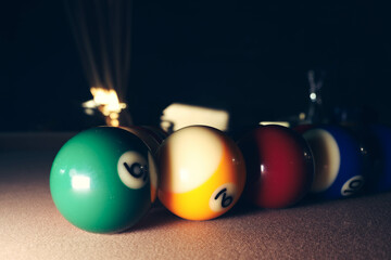 billiard balls close up