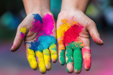 Colorful Hands: A vibrant celebration of life, culture, and unity. A burst of colors, symbolizing joy, passion, and togetherness.