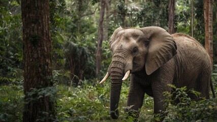 Fototapeta premium image of an elephant in the forest 