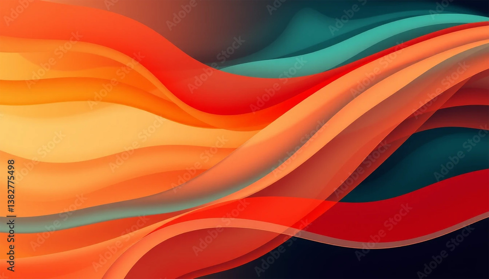 Aufkleber vibrant red and yellow waves create a colorful, summer-style vector pattern