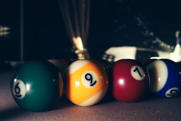billiard balls close up