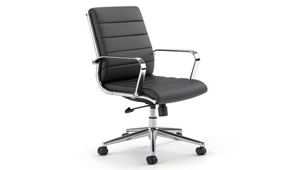 Fototapeta premium A sleek and ergonomic task chair, isolated on a transparent background, offering a modern design that combines both comfort and practicality for any professional setting.