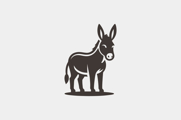 Minimalistic monochrome donkey logo icon in modern vector	