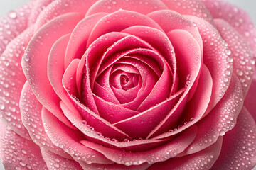 Romantic Pink Rose with Dew Drops – Bloom Macro Photography