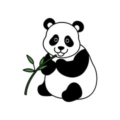 A cute Panda eating bamboo silhouette illustration