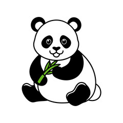 A cute Panda eating bamboo silhouette illustration