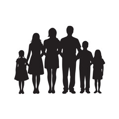  Family silhouettes, Happy family silhouette set
