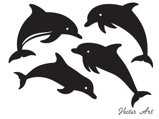 set of dolphin silhouettes, dolphin vector illustration,icon,logo clipart