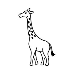 Obraz premium A Giraffe Reaching For Tree Leaves Silhouette Illustration